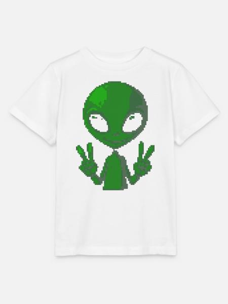 Pixel Alien Friedenszeichen - Stanley/Stella Kinder T-Shirt MINI CREATOR - Weiß