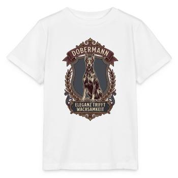 Dobermann Vintage Emblem Retro Design - Stanley/Stella Kinder T-Shirt MINI CREATOR  - Weiß - Vorne - Maike (125cm)