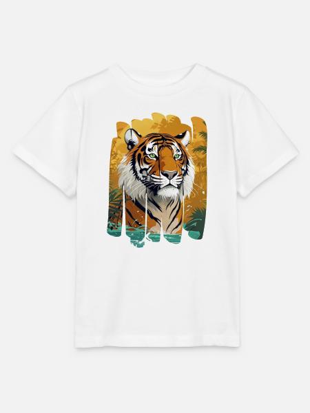 Dschungel-Tiger Splitter Print - Stanley/Stella Kinder T-Shirt MINI CREATOR  - Weiß