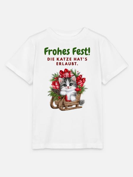 Frohes Fest... Weihnachen mit Katze - Stanley/Stella Kinder T-Shirt MINI CREATOR - Weiß