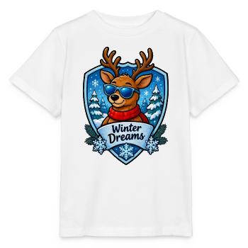 Winterträume Reh im Schnee - Stanley/Stella Kinder T-Shirt MINI CREATOR  - Weiß - Vorne - Maike (125cm)