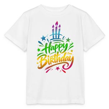 Zum Geburtstag viel Glückwunsch – bunter Farbverlauf - Stanley/Stella Kinder T-Shirt MINI CREATOR  - Weiß - Vorne - Maike (125cm)