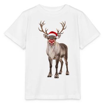 Rentier mit Weihnachtsmütze Rudolf - Stanley/Stella Kinder T-Shirt MINI CREATOR  - Weiß - Vorne - Maike (125cm)