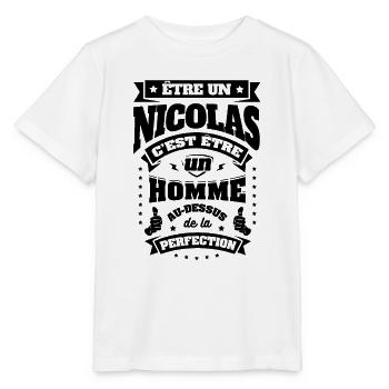NOM - PRÉNOM - NICOLAS - NICO - T-shirt bio MINI CREATOR Stanley/Stella Enfant - blanc - Devant - Maike (125cm)