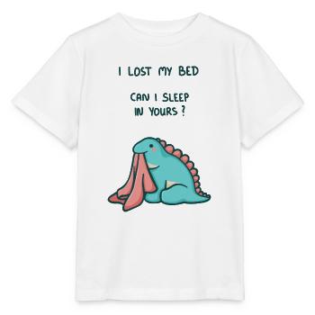 hugadino bed lost, dino, cute dinosaur - Stanley/Stella MINI CREATOR Kids’ T-Shirt - white - Front - Maike (125cm)