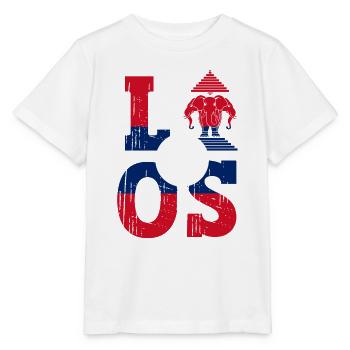 Laos Lao Laotian Flag Elephant Lao I Gift - Stanley/Stella MINI CREATOR Kids’ T-Shirt - white - Front - Maike (125cm)