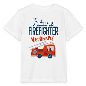 futur pompier camion de pompiers - T-shirt bio MINI CREATOR Stanley/Stella Enfant - blanc - Devant - Maike (125cm)