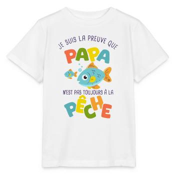 papa pêche pêcheur naissance bébé nourrisson - T-shirt bio MINI CREATOR Stanley/Stella Enfant - blanc - Devant - Maike (125cm)