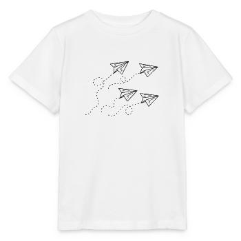 Dessin d'avion en papier - T-shirt bio MINI CREATOR Stanley/Stella Enfant - blanc - Devant - Maike (125cm)