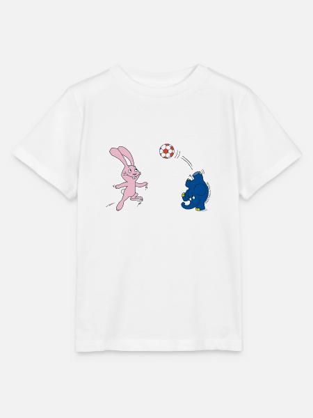 Elefant und Hase spielen Fussball - Stanley/Stella Kinder T-Shirt MINI CREATOR - Weiß