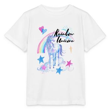 Rainbow Unicorn / Regenbogen Einhorn 20 4 - Stanley/Stella Kinder T-Shirt MINI CREATOR  - Weiß - Vorne - Maike (125cm)