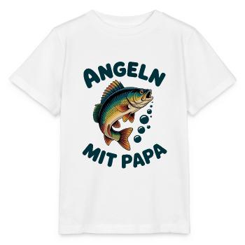 Angeln mit Papa mit springendem Barsch - Stanley/Stella Kinder T-Shirt MINI CREATOR  - Weiß - Vorne - Maike (125cm)