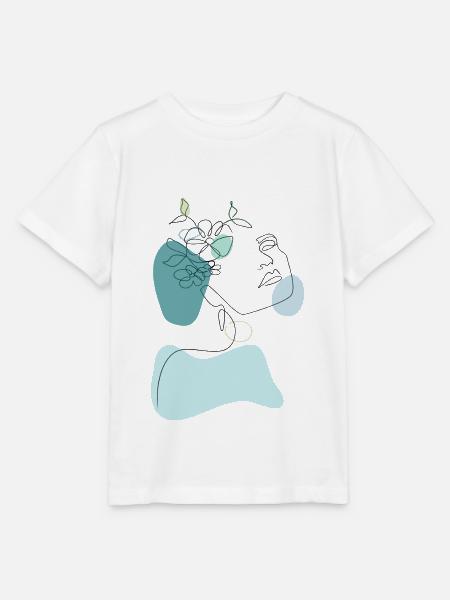 Minimalistische OneLine-Art und Line-Art Kunst - Stanley/Stella Kinder T-Shirt MINI CREATOR - Weiß