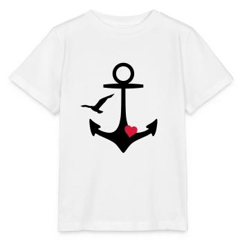 anchor heart and gull mouette et le cœur de - T-shirt bio MINI CREATOR Stanley/Stella Enfant - blanc - Devant - Maike (125cm)