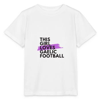 Dieses Mädchen liebt gälischen Fußball - Stanley/Stella Kinder T-Shirt MINI CREATOR  - Weiß - Vorne - Maike (125cm)