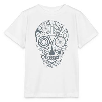 Bicycle Skull grey - Stanley/Stella Kinder T-Shirt MINI CREATOR  - Weiß - Vorne - Maike (125cm)