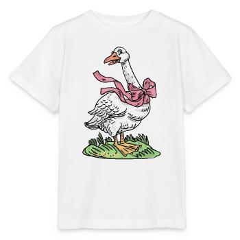 Oie au ruban rose - T-shirt bio MINI CREATOR Stanley/Stella Enfant - blanc - Devant - Maike (125cm)