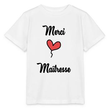 MAÎTRESSE. MAITRE. MERCI. MERCI MAÎTRESSE - T-shirt bio MINI CREATOR Stanley/Stella Enfant - blanc - Devant - Maike (125cm)