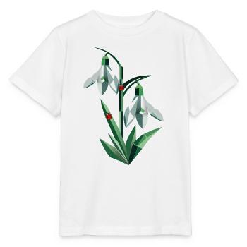 Deux perce-neige avec des coccinelles - T-shirt bio MINI CREATOR Stanley/Stella Enfant - blanc - Devant - Maike (125cm)