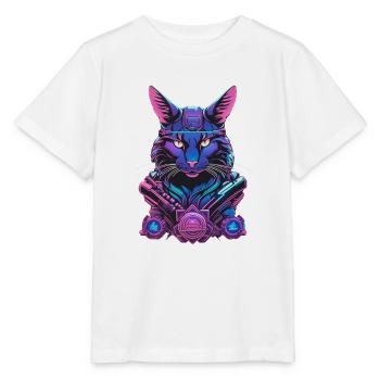 Cyber cat with futuristic design - Stanley/Stella MINI CREATOR Kids’ T-Shirt - white - Front - Maike (125cm)