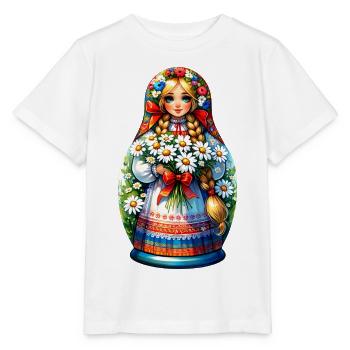 Matriochka en russe Matriochka Poupée Russe - T-shirt bio MINI CREATOR Stanley/Stella Enfant - blanc - Devant - Maike (125cm)