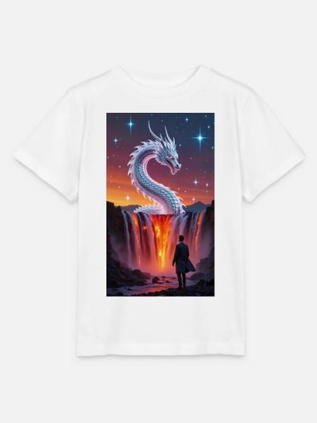 Feuriger Drachenschweif über Wasserfall - Stanley/Stella Kinder T-Shirt MINI CREATOR - Weiß