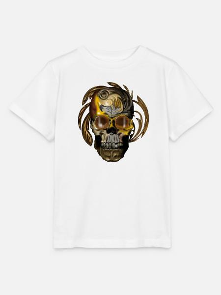 Goldener Schädel Barockornament - Stanley/Stella Kinder T-Shirt MINI CREATOR - Weiß
