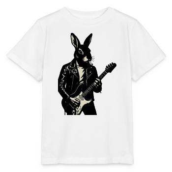 Rabbit in Leather plays Guitar - Stanley/Stella MINI CREATOR Kids’ T-Shirt - white - Front - Maike (125cm)