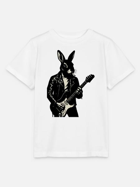 Rabbit in Leather spielt Gitarre - Stanley/Stella Kinder T-Shirt MINI CREATOR - Weiß