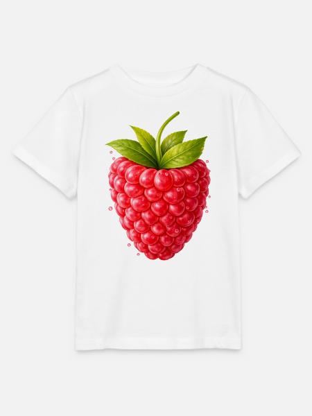Frische Himbeere mit Blättern - Stanley/Stella Kinder T-Shirt MINI CREATOR - Weiß