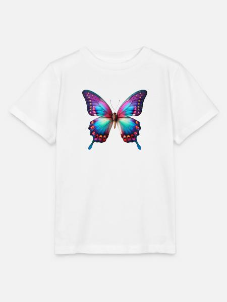 Neon Schmetterling Farbexplosion Flügelkunst - Stanley/Stella Kinder T-Shirt MINI CREATOR - Weiß
