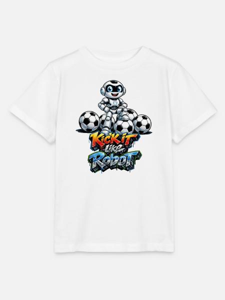 Selbstbewusster Fussballroboter - Stanley/Stella Kinder T-Shirt MINI CREATOR - Weiß