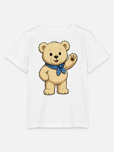 Kuschelbär mit blauem Halstuch - Stanley/Stella Kinder T-Shirt MINI CREATOR - Weiß