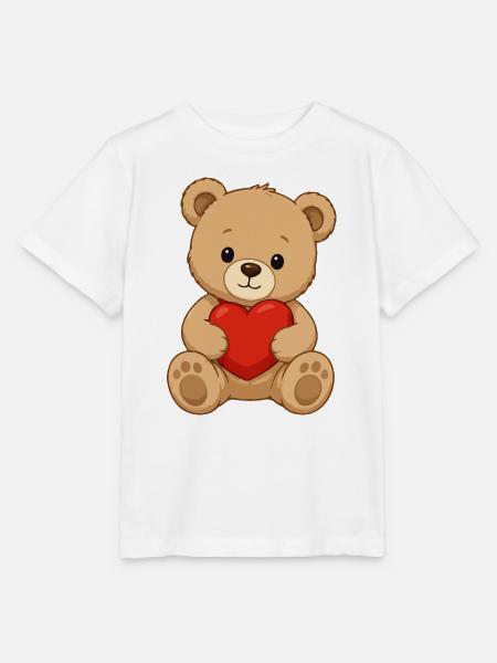 Kuschelbär mit rotem Herz - Stanley/Stella Kinder T-Shirt MINI CREATOR - Weiß