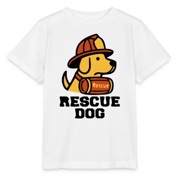 Logo du chien de secours des chiens de pompiers - T-shirt bio MINI CREATOR Stanley/Stella Enfant - blanc - Devant - Maike (125cm)