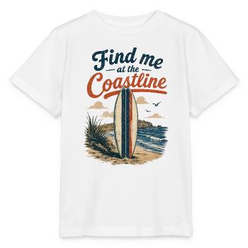 Find me at the Coastline Surfboard - Stanley/Stella Kinder T-Shirt MINI CREATOR  - Weiß - Vorne - Maike (125cm)