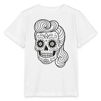 Mexican Totenkopf_Rockabilly Hairstyle Coloring Page - Stanley/Stella MINI CREATOR Kids’ T-Shirt - white - Front - Maike (125cm)