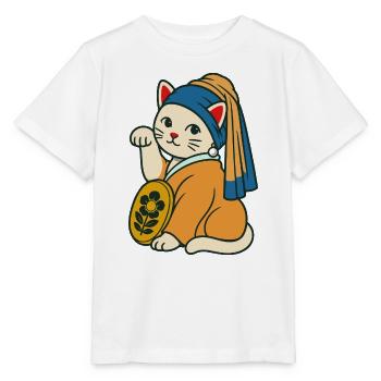The Kitten with a Purrl Earring – Maneki Neko - Stanley/Stella MINI CREATOR Kids’ T-Shirt - white - Front - Maike (125cm)