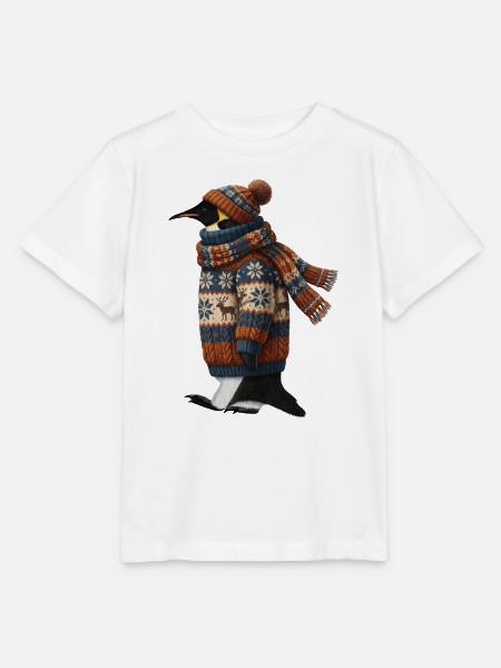 Pinguin im Strickpullover Winter Weihnachten - Stanley/Stella Kinder T-Shirt MINI CREATOR - Weiß