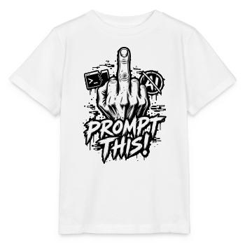 Ironie: Prompt – Anti-KI-Chat – Mittelfinger - Stanley/Stella Kinder T-Shirt MINI CREATOR  - Weiß - Vorne - Maike (125cm)