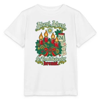 Advent Advent Terminkalender brennt - Stanley/Stella Kinder T-Shirt MINI CREATOR  - Weiß - Vorne - Maike (125cm)