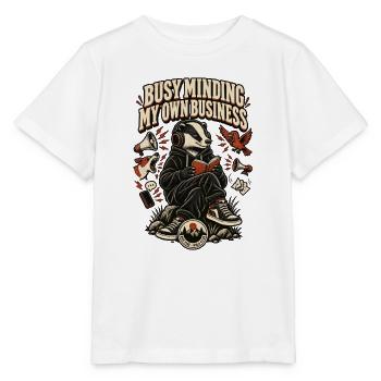 RobVibe Wild Club – Kümmer mich um meine eigenen Angelegenheiten, Dachs - Stanley/Stella Kinder T-Shirt MINI CREATOR  - Weiß - Vorne - Maike (125cm)