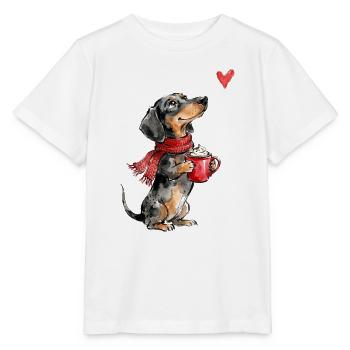 Dackel Weihnachten Kakao Geschenk Hundeliebhaber - Stanley/Stella Kinder T-Shirt MINI CREATOR  - Weiß - Vorne - Maike (125cm)