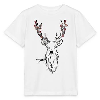 Deer Flowers Forest Nature Antlers Deer Head Vegan - Stanley/Stella MINI CREATOR Kids’ T-Shirt - white - Front - Maike (125cm)