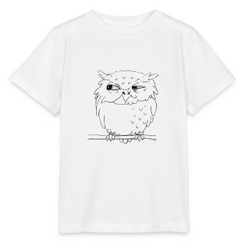 skeptical eagle owl (white eyes) - Stanley/Stella MINI CREATOR Kids’ T-Shirt - white - Front - Maike (125cm)