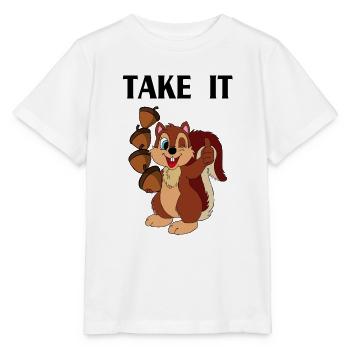 TAKE IT lettering with squirrels - Stanley/Stella MINI CREATOR Kids’ T-Shirt - white - Front - Maike (125cm)