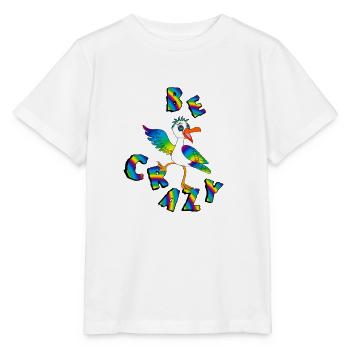 BE CRAZY lettrage arc en ciel avec moewe - T-shirt bio MINI CREATOR Stanley/Stella Enfant - blanc - Devant - Maike (125cm)