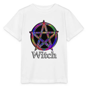 Pentagramme avec inscription Witch - T-shirt bio MINI CREATOR Stanley/Stella Enfant - blanc - Devant - Maike (125cm)