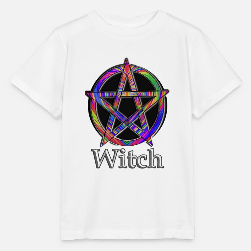 Pentagramme avec inscription Witch - T-shirt bio MINI CREATOR Stanley/Stella Enfant - blanc