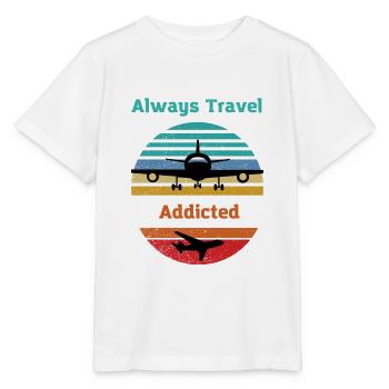 Reisen süchtig Verreisen Flugzeug Motive in Retro - Stanley/Stella Kinder T-Shirt MINI CREATOR  - Weiß - Vorne - Maike (125cm)
